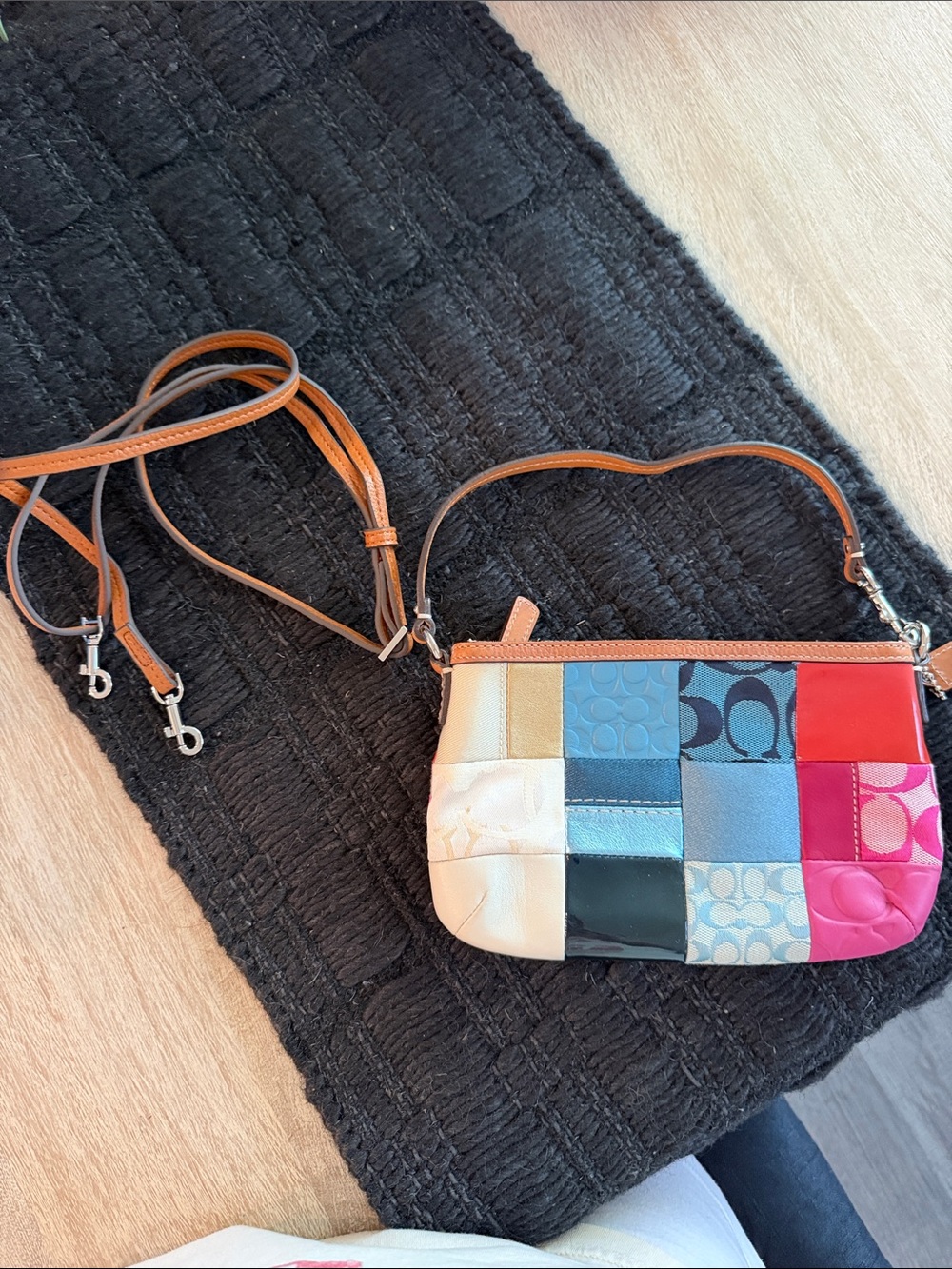 Coach Patchwork Small Crossbody in Pink, Blue, Black, Cream & Brown